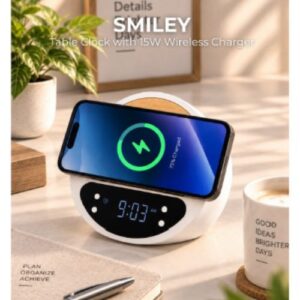 Urban Gear Table Clock with Wireless Charger – Smiley 15W