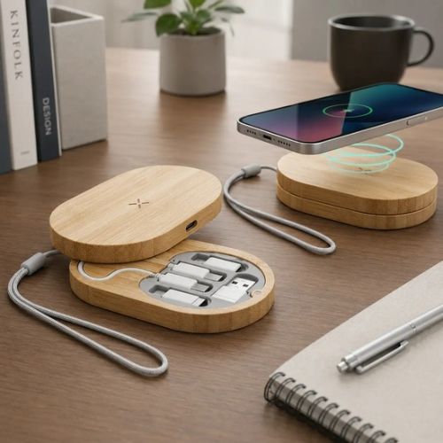 Wireless Charger – Bamboo Desk Organizer 15W
